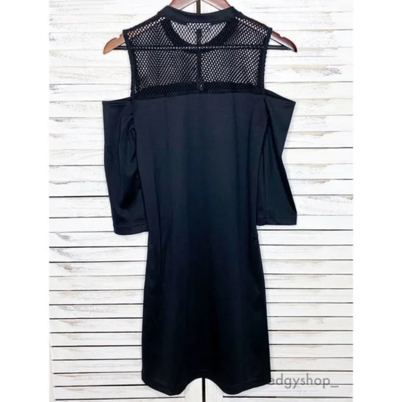 Alison Andrews | Cold-Shoulder Mesh Sheath Dress - Picture 3 of 7